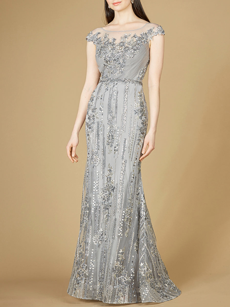 Cap Sleeve, Mermaid Lace Gown with High Neck OUTLET