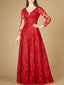 Long Sleeve V-Neck Ballgown  - OUTLET
