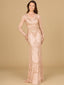 Lara 29215 - Long Sleeve Beaded Dress-Lara-Rose Gold-4-Lara