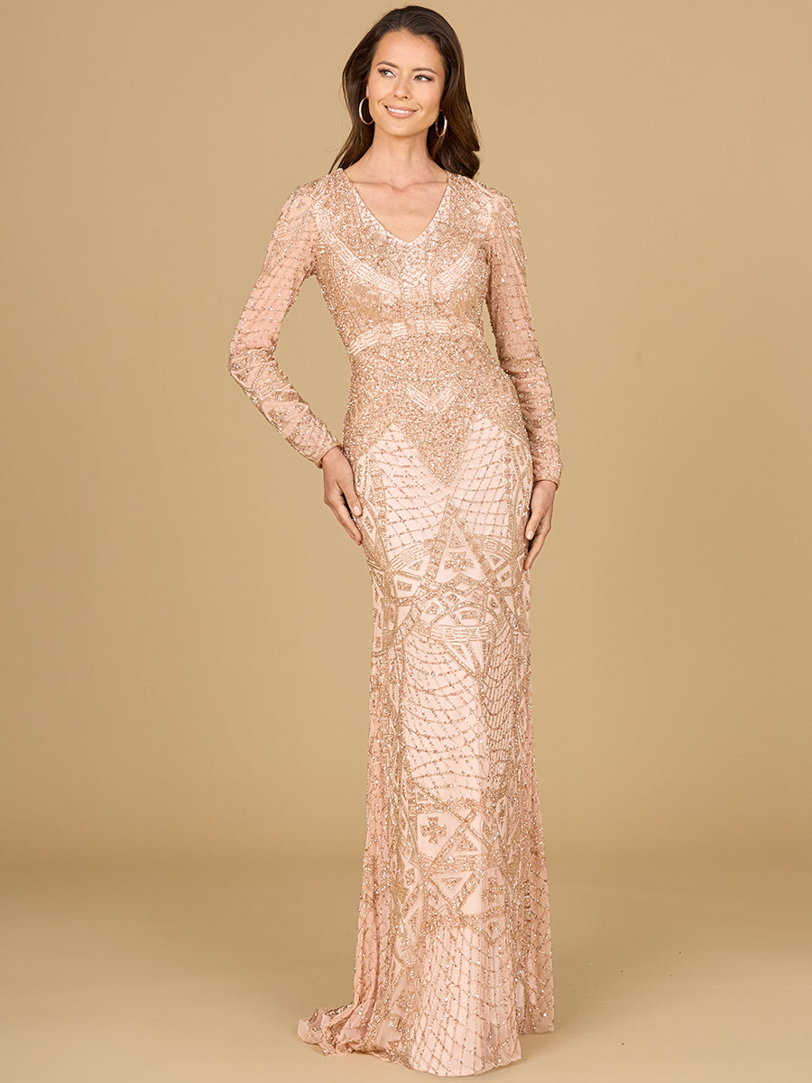 Lara 29215 - Long Sleeve Beaded Dress – Lara New York