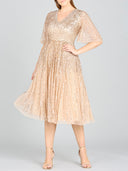 Flowing, Sequin Midi Dress with Short Sleeves | 29221