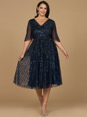 Flowing, Sequin Midi Dress with Short Sleeves | 29221