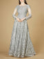 Lace Ball Gown with Long Sheer Sleeves and High Neck - OUTLET