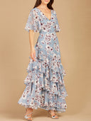 Cape Sleeve Print Dress- OUTLET