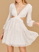 Long Sleeve Cut Out Dress with Lace Up Back | 29288