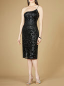 One Shoulder Midi Cocktail Dress - OUTLET