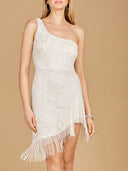 One Shoulder Cocktail Dress with Fringe | 29291