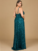 Beaded Prom Dress with High Slit