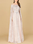 Lace Gown with Dramatic Cape Sleeves | Lara 29454