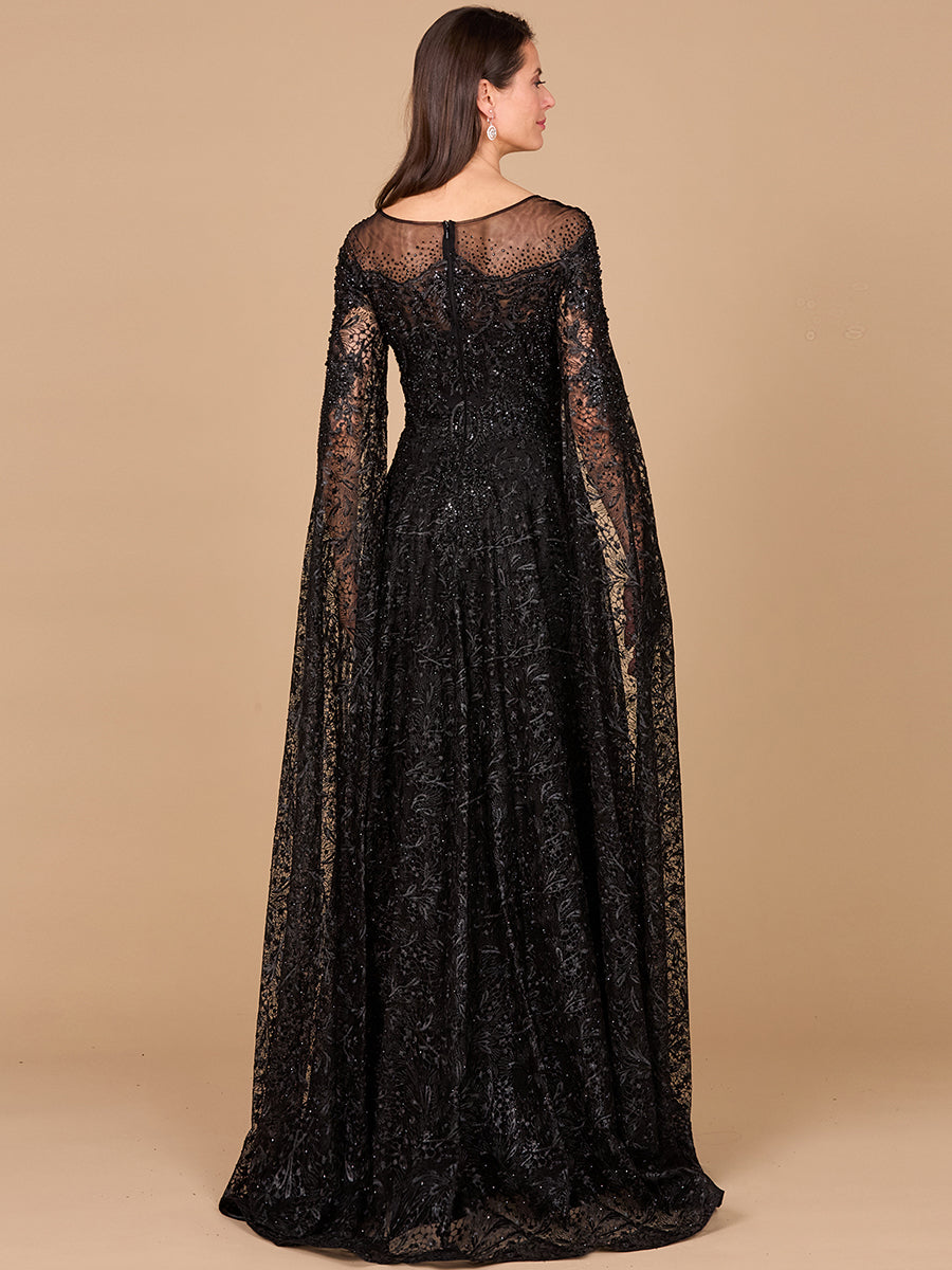 Lara 29454 - Lace Gown with Dramatic Cape Sleeves