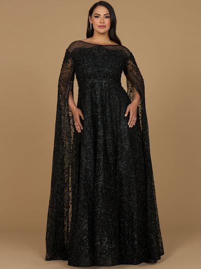 Lara 29454 - Lace Gown with Dramatic Cape Sleeves