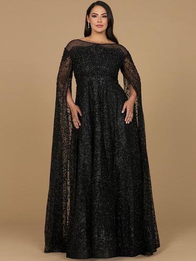 Lara 29454 - Lace Gown with Dramatic Cape Sleeves