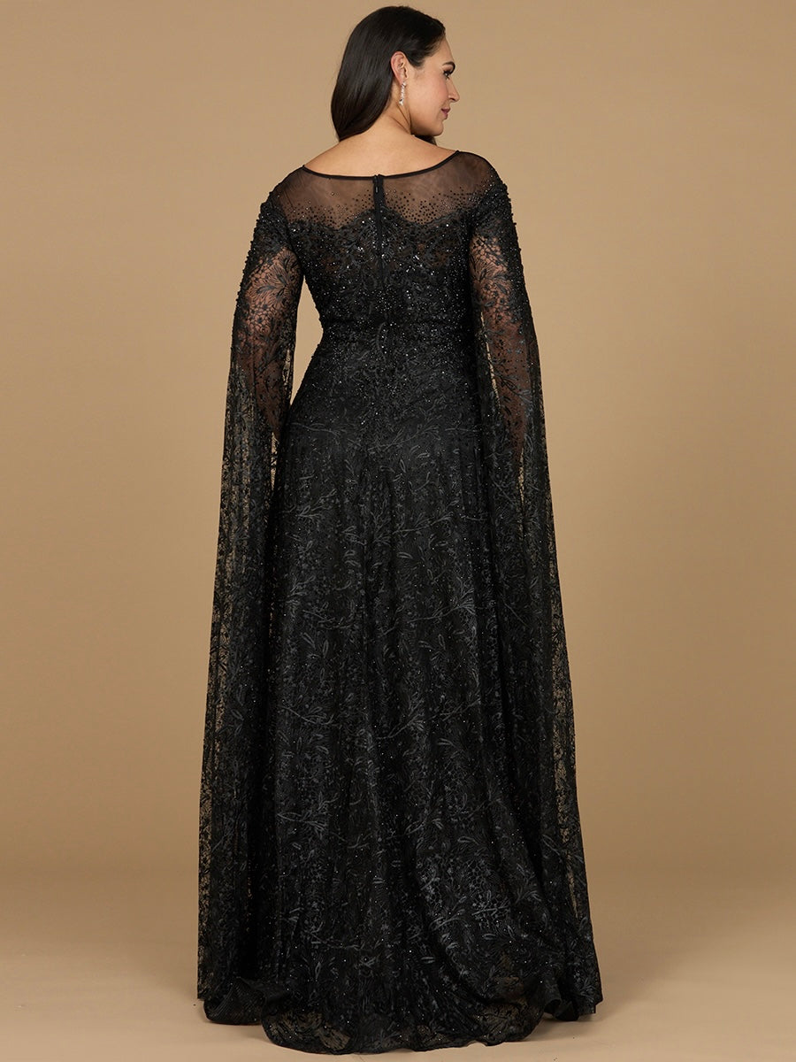 Lara 29454 - Lace Gown with Dramatic Cape Sleeves