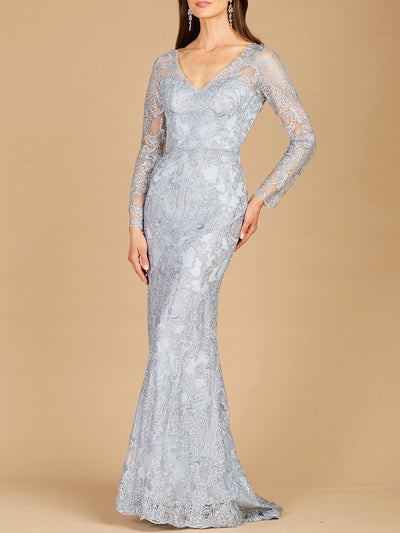 Lara 29466 - Long Sleeve Lace Mermaid Gown