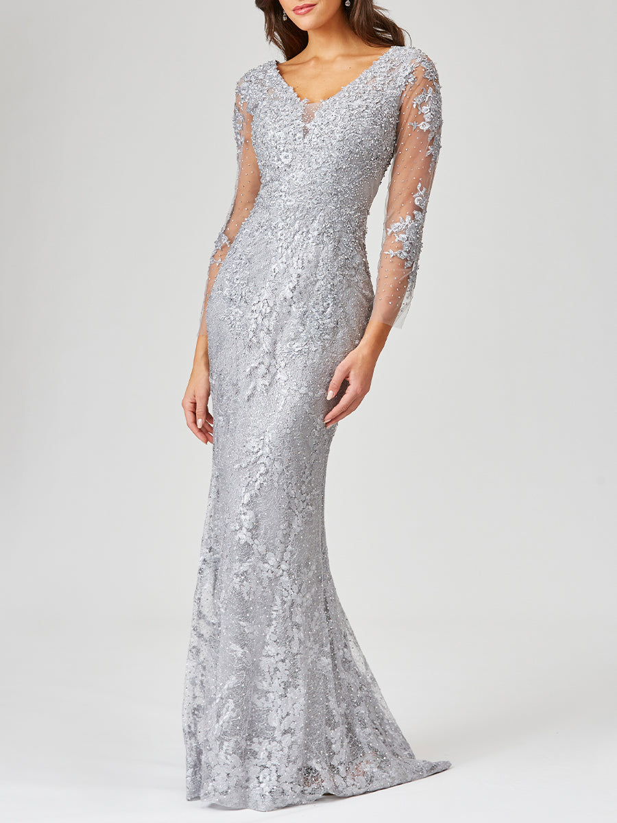 Lara 29473 - Long Sleeve Lace Mermaid Gown OUTLET