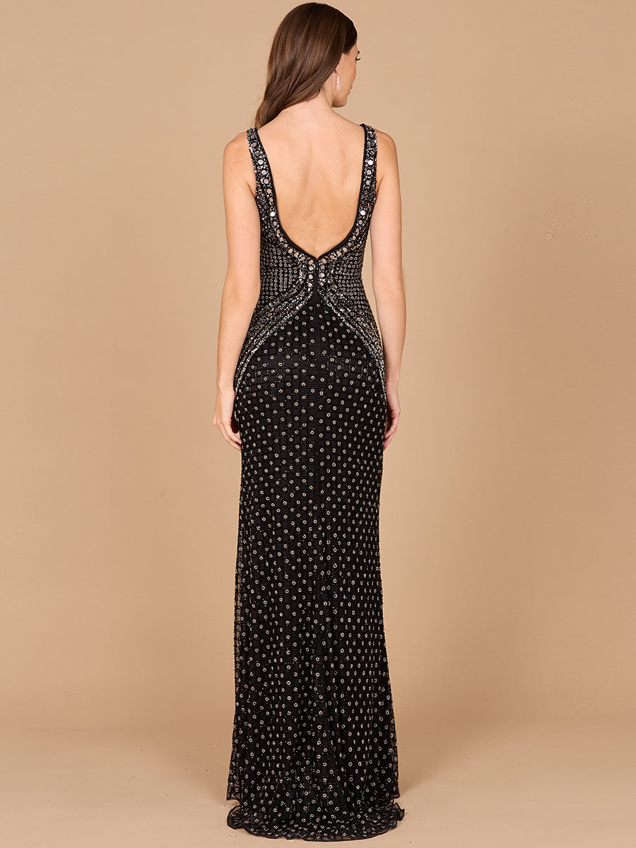 Lara 29499 Embellished Long Dress with Thigh High Slit Lara New York