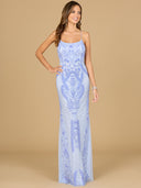 Lara 29577 - Scoop Neck, Lace Up Open Back Dress-Dress-Lara-Periwinkle-0-Lara