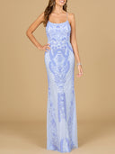 Lara 29577 - Scoop Neck, Lace Up Open Back Dress