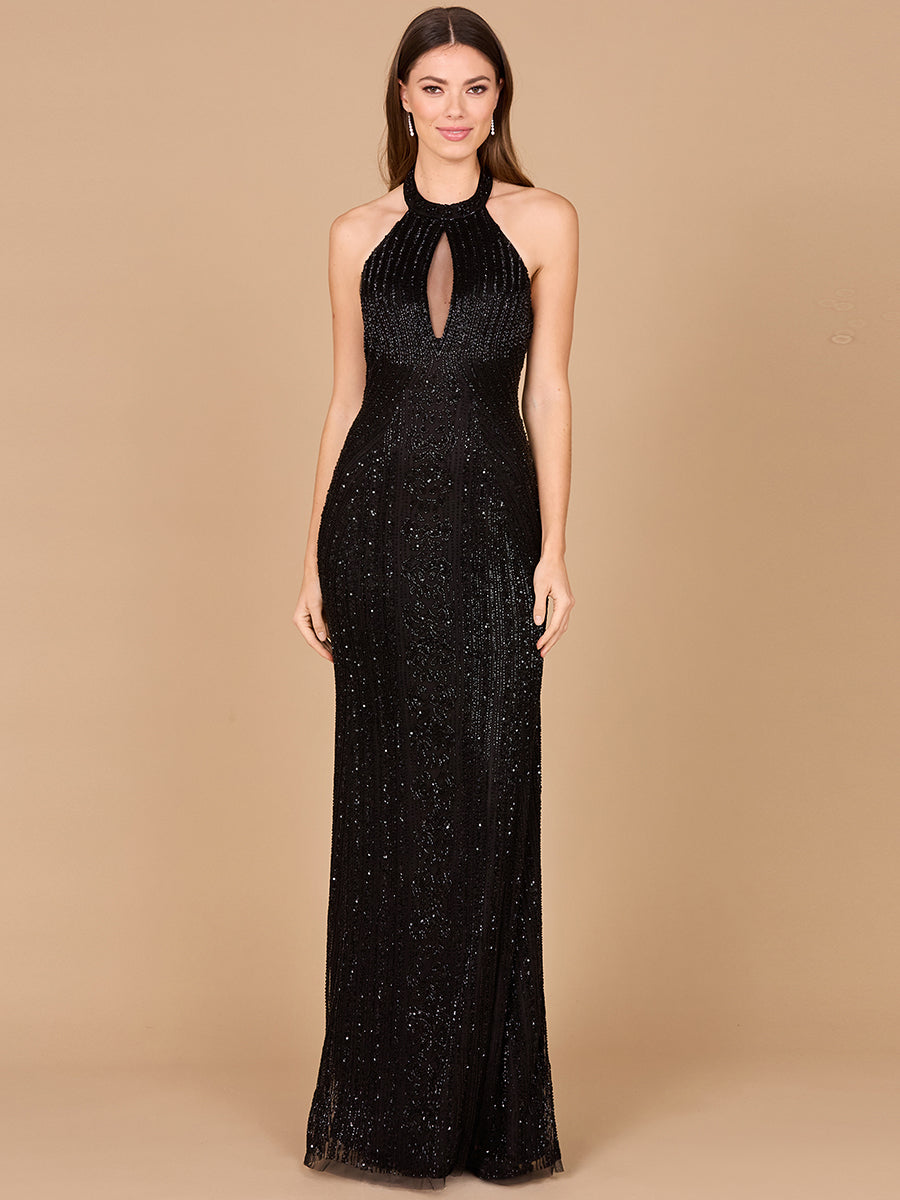Halter Neck Dress with Keyhole Black / 12 Halter Neck Dress with Keyhole Black / 12
