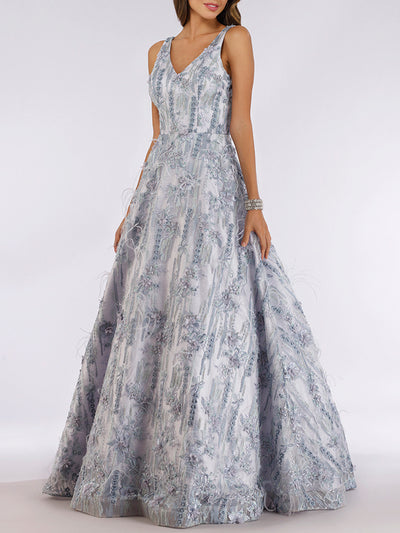 Lara 29630 - Stylish Ball Gown with Feathers OUTLET
