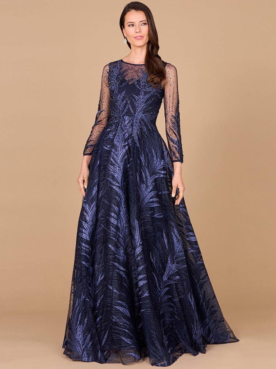 High neck evening orders gown with sleeves