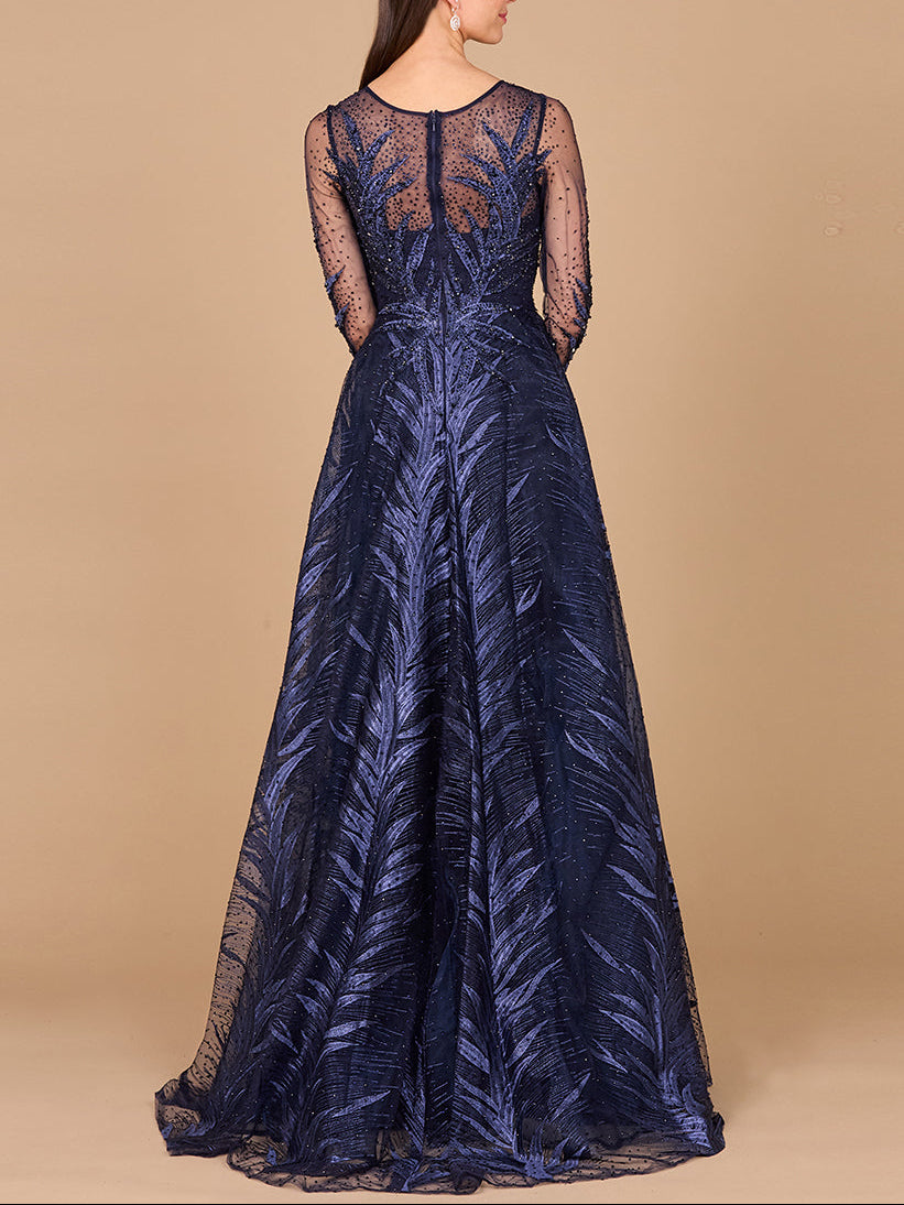Lara 29761 - High Neck Sheer Long Sleeve Embellished Gown Lara New York Lara 29761 - High Neck Sheer Long Sleeve Embellished Gown Lara New York
