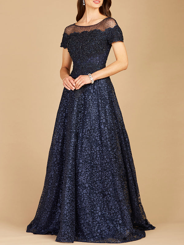 Sheer Off Shoulder Ball Gown | Lara 29765