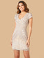 Lara Brooklyn Beaded Fitted Short Dress with Open Back