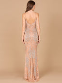 Lara Danika Floral Beaded Sheath Beaded Dress with Beaded Fringe