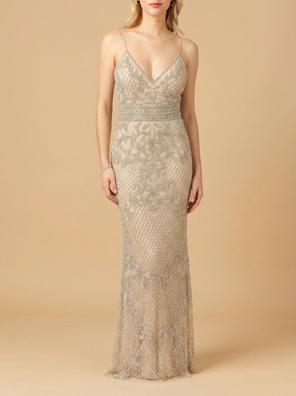 Body Con V-neck Beaded Dress | Lara 29904