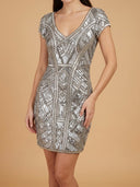 Art Deco Beaded, V-neck Mini Dress | 29909