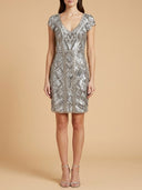 Art Deco Beaded, V-neck Mini Dress | 29909