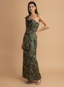 Lara One Shoulder A-line Brocade Gown | 400020