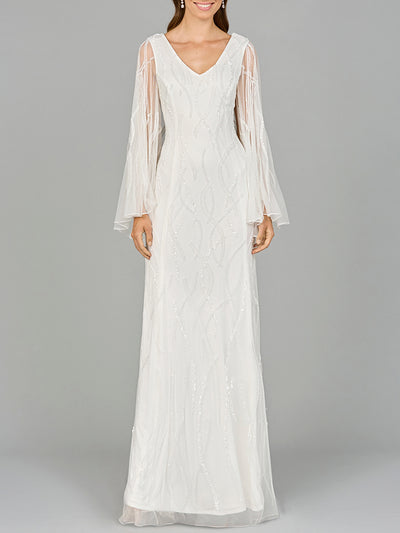 Lara 51151 Cape Sleeve Beaded Bridal Gown