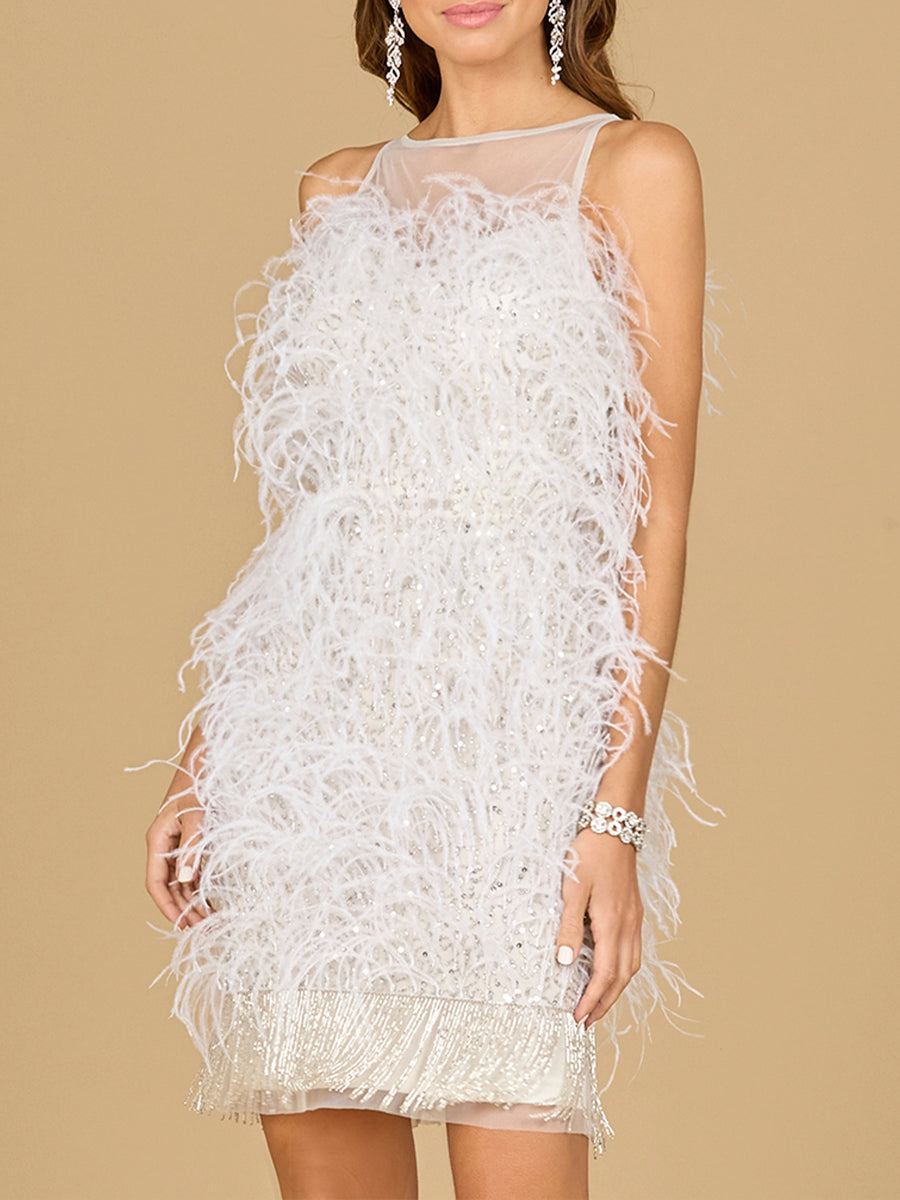 Lara Women's Bridal Cocktail Dress with Feathers
