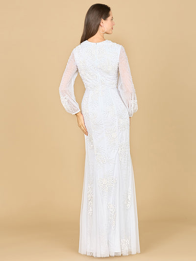 Lara 51178 Long Sleeve Beaded Bridal Gown