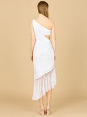 One Shoulder High-Low Beaded Gown | 51181