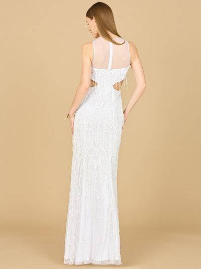 Lara 51183 Beaded Cutout Bridal Gown with Fringe