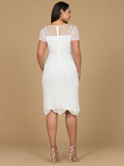 Lara 51188 -Beaded Midi Dress with Cap Sleeves