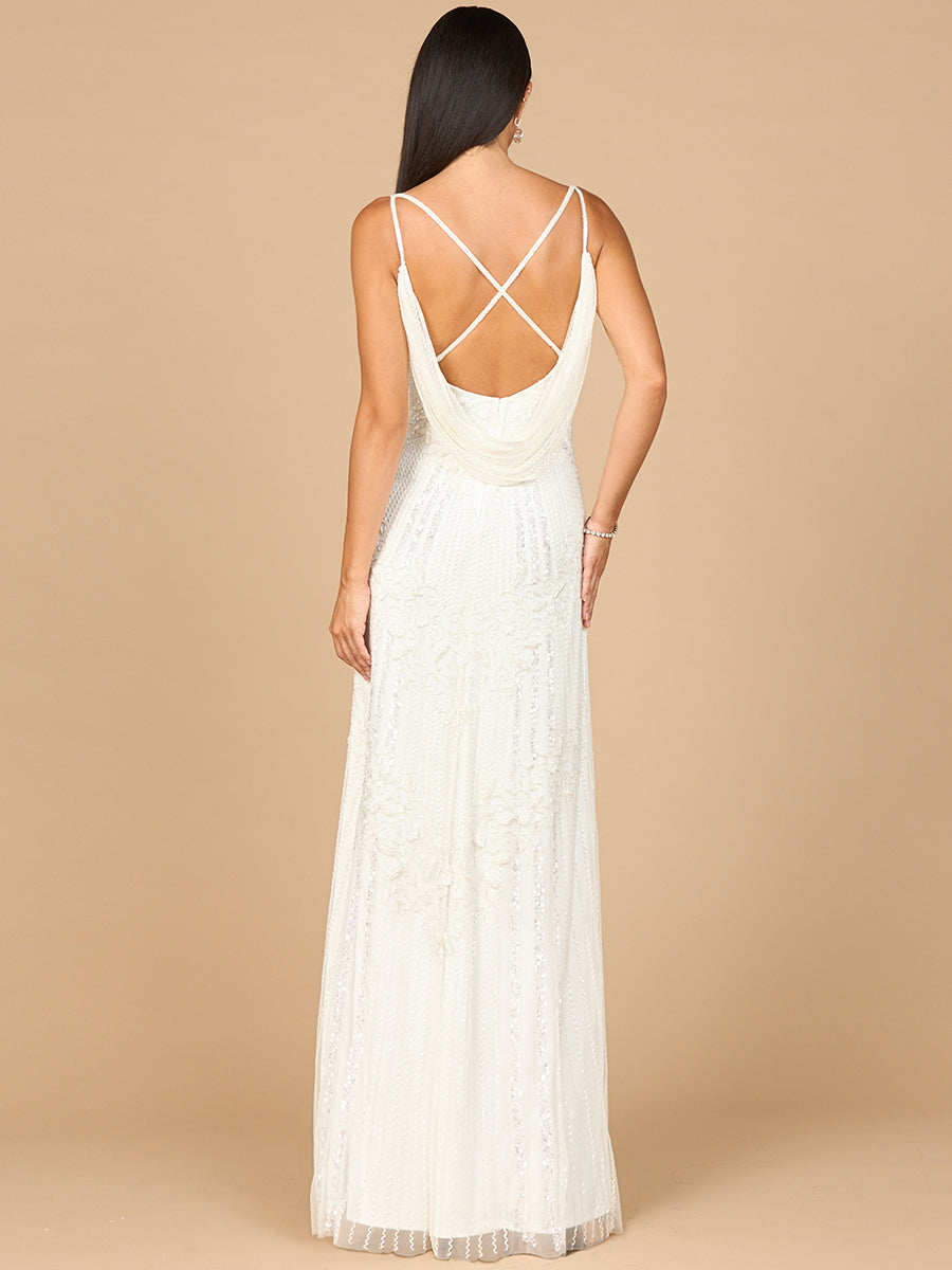 Lara 51191 - Beaded Gown with Cowl Back