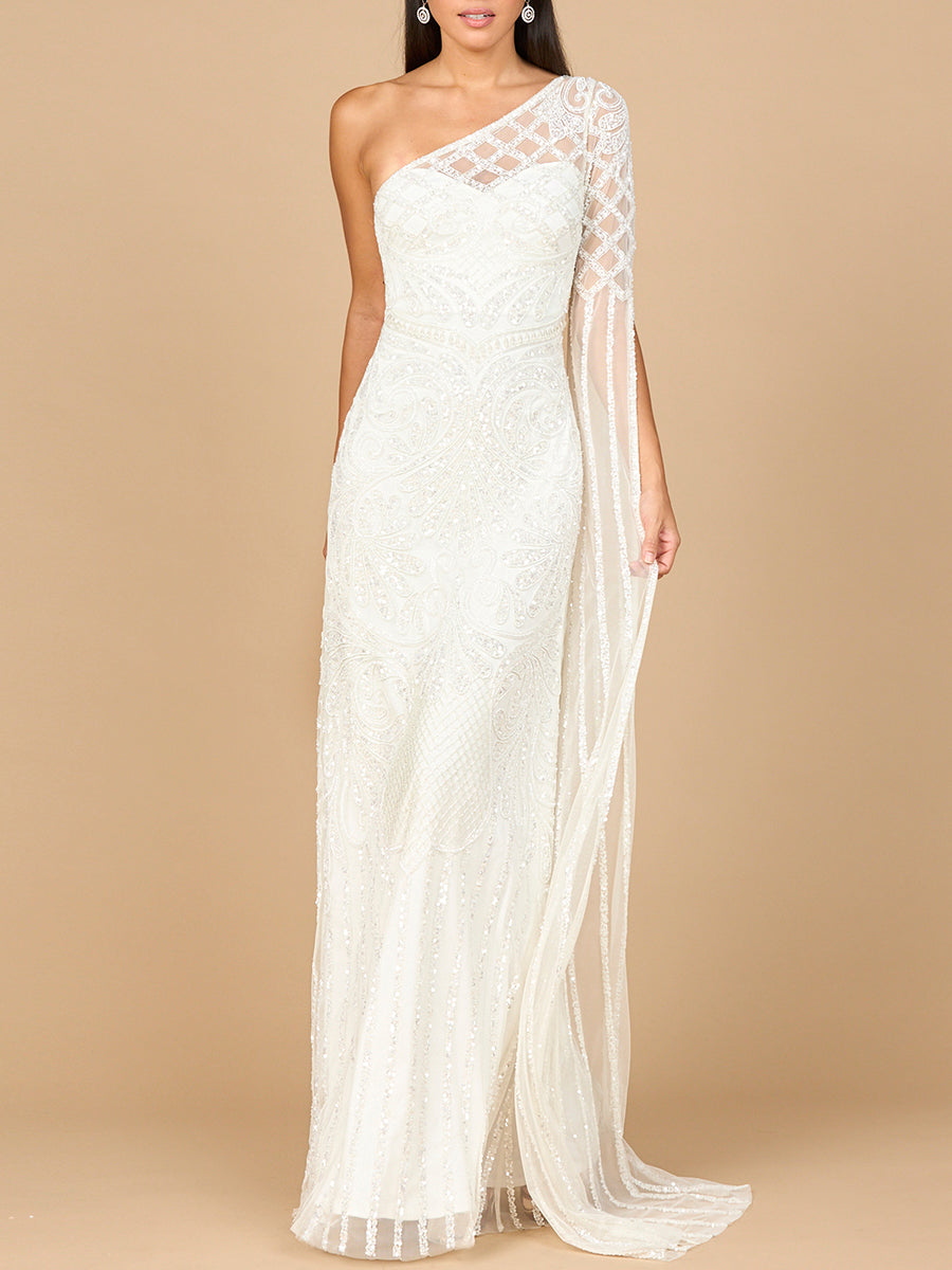 Lara 51197 - One Sleeve Beaded Gown