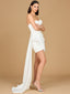 Strapless Bridal Cocktail Dress with Train