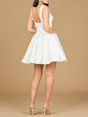 V Neck, A-Line Bridal Short Dress with Veil