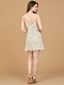 Lara 51211- Beaded Mini Wedding Dress with Godets