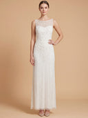 Lara Beaded Illusion Neckline Maxi Length Dress | 51227