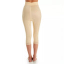 High Waist Capri Pant Liner with Tummy Control Satin Panel| Memory Compression Fabric | Medium Support |  Style 6266