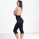 High Waist Capri Pant Liner with Tummy Control Satin Panel| Memory Compression Fabric | Medium Support |  Style 6266