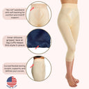 High Waist Capri Pant Liner with Tummy Control Satin Panel| Memory Compression Fabric | Medium Support |  Style 6266