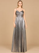 High Slit Metallic Jersey Dress