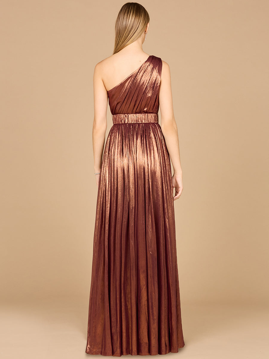 One Shoulder Metallic Dress - OUTLET Purple / 2 One Shoulder Metallic Dress - OUTLET Purple / 2